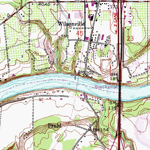 Topographic Map of Boones Ferry County Boat Launch, OR