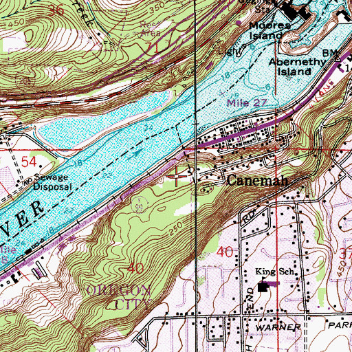Topographic Map of Canemah City Park, OR