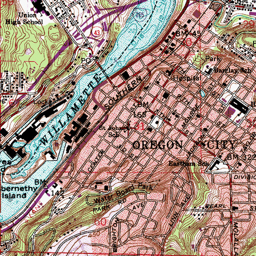 Topographic Map of Library City Park, OR