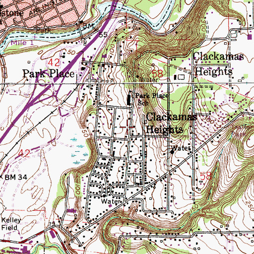 Topographic Map of Park Place City Park, OR