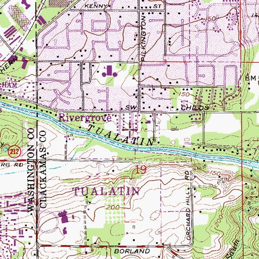 Topographic Map of Rivergrove City Park, OR