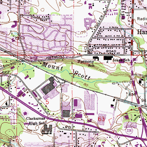 Topographic Map of Harmony Road Neighborhood Park, OR