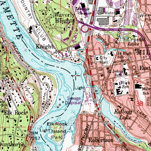 Topographic Map of Jefferson Street Boat Launch, OR