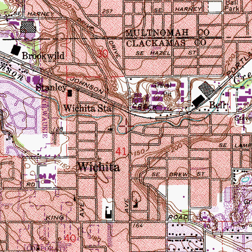 Topographic Map of Mill Park, OR