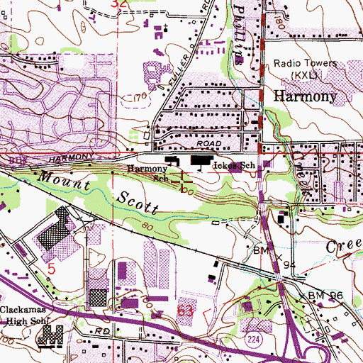 Topographic Map of North Clackamas Aquatic Park, OR