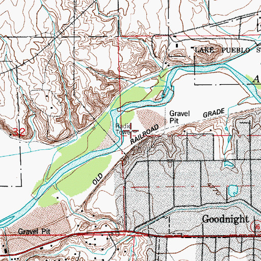 Topographic Map of KFEL-AM (Pueblo), CO