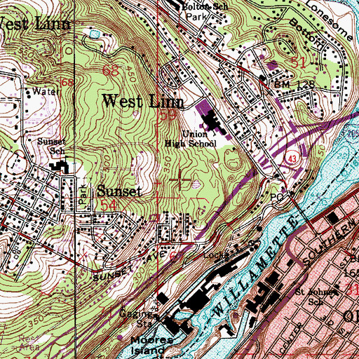 Topographic Map of Camassia Natural Area, OR