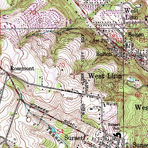 Topographic Map of Sahallie-Illahee Park, OR