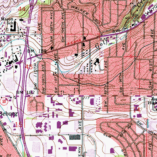 Topographic Map of A M Kennedy Park, OR
