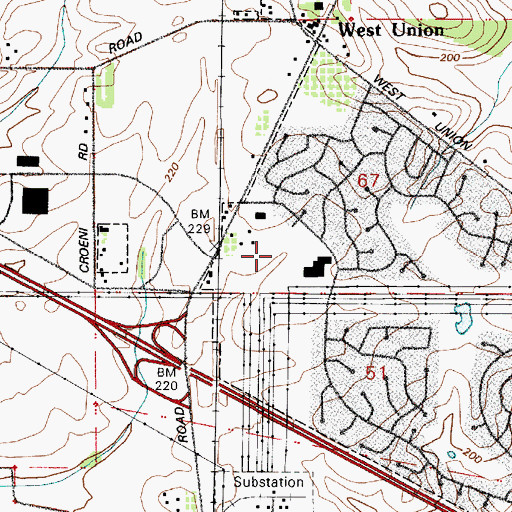 Topographic Map of Adams Acres Park, OR