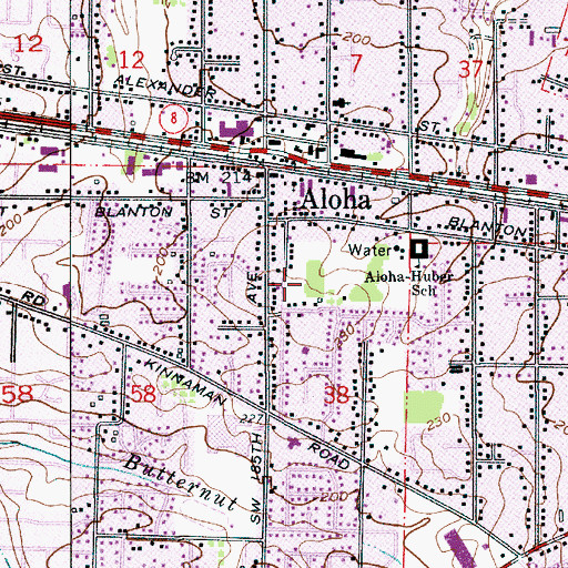 Topographic Map of Arnold Park, OR