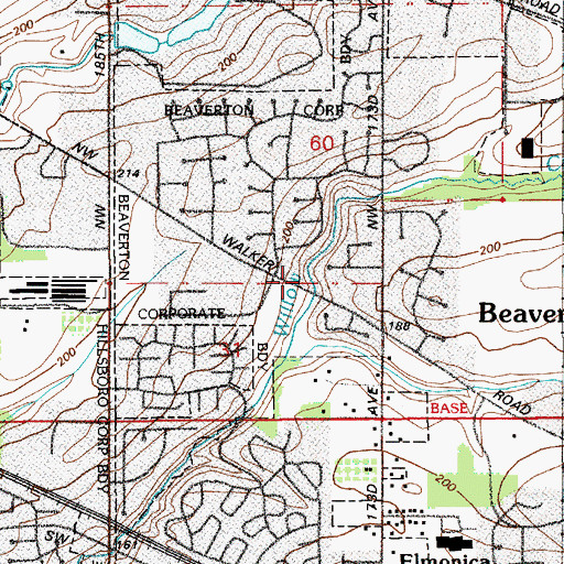 Topographic Map of Bluegrass Downs, OR