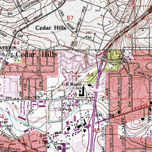 Topographic Map of C E Mason Wetlands Park, OR