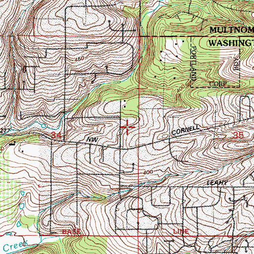 Topographic Map of Cedar Mill Park, OR
