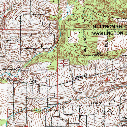 Topographic Map of Cedar Mill Woods Park, OR