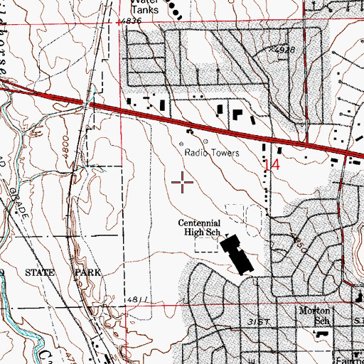 Topographic Map of KGHF-AM (Pueblo), CO
