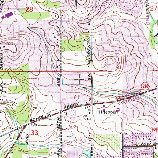 Topographic Map of Conestoga Tennis Courts, OR