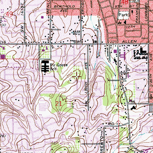 Topographic Map of Fir Grove Park, OR