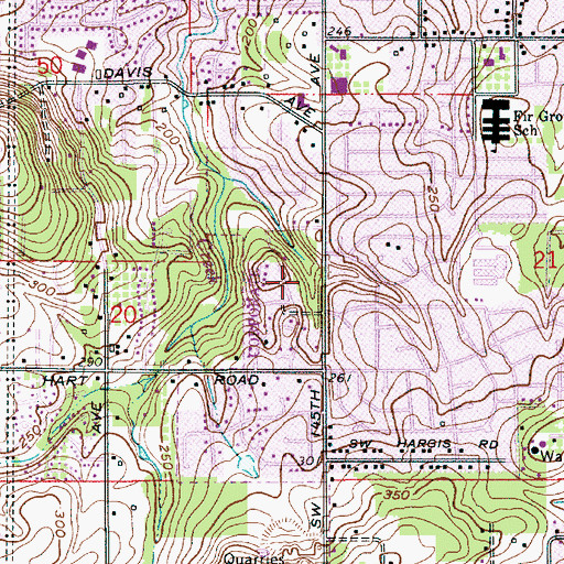 Topographic Map of Hartwood Hylands Park, OR