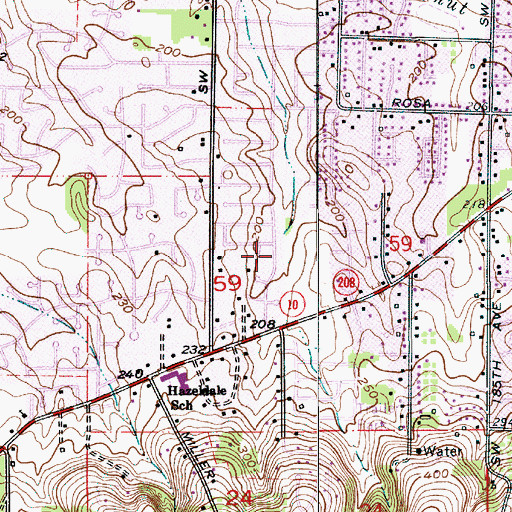 Topographic Map of Hazeldale Park, OR