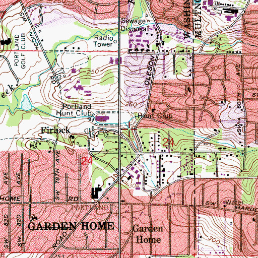 Topographic Map of Hideaway Park, OR