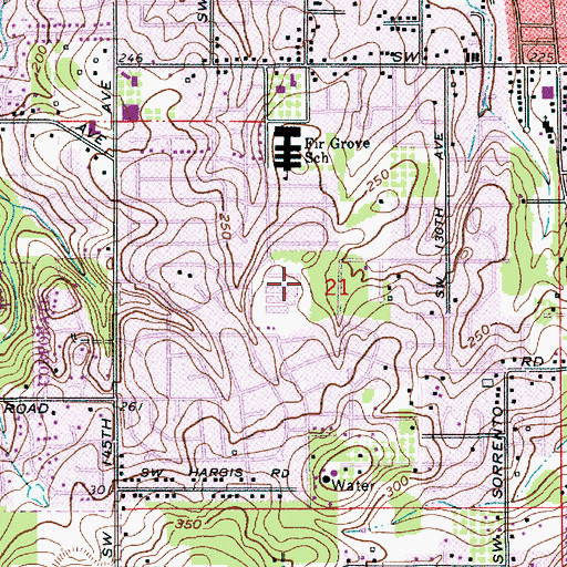 Topographic Map of Highland Park Tennis Courts, OR