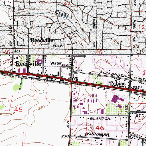 Topographic Map of Intel Aloha Wetlands Park, OR