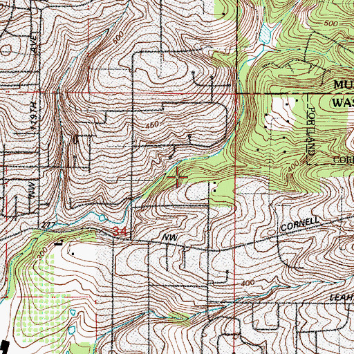 Topographic Map of Jordan Park, OR