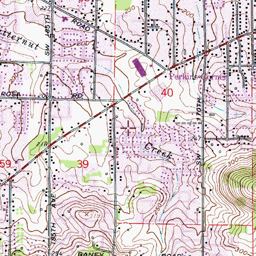 Topographic Map of Lawndale Park, OR