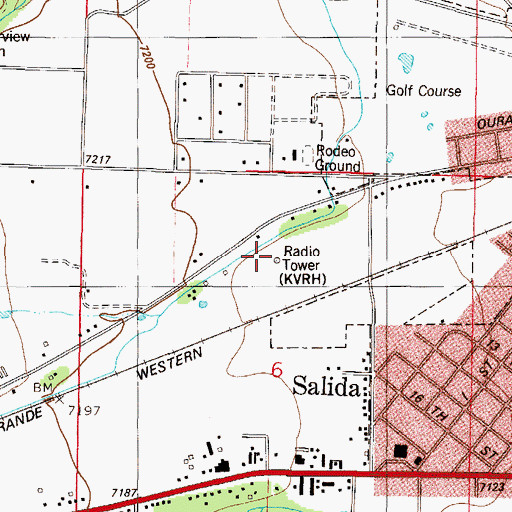 Topographic Map of KVRH-AM (Salida), CO