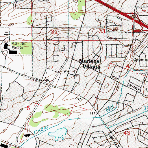 Topographic Map of Meadow Park Tennis Courts, OR