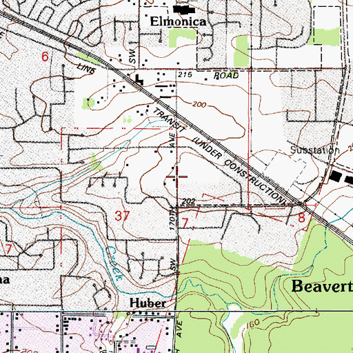 Topographic Map of Tualatin Valley Water Dist Athletic Fields, OR