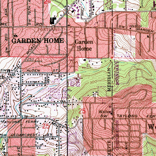 Topographic Map of Moonshadow Park, OR