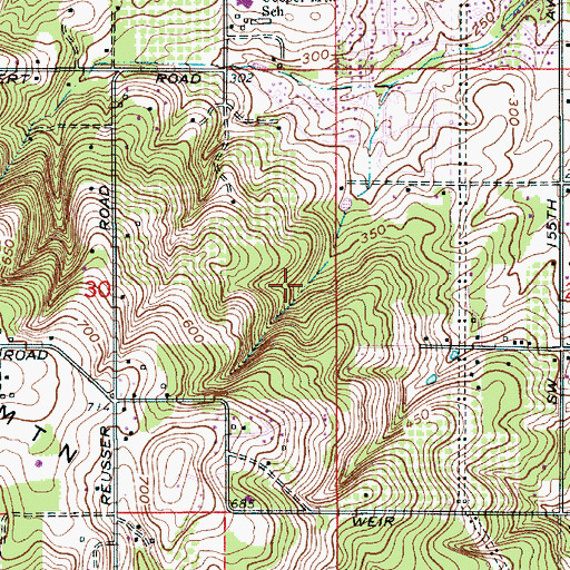 Topographic Map of Morrison Woods Park, OR