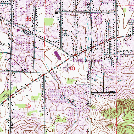 Topographic Map of Mountain View Tennis Courts, OR