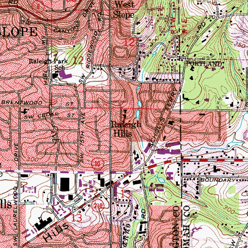 Topographic Map of Raleighwood Park, OR