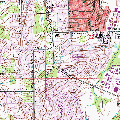 Topographic Map of Ridgecrest Park, OR