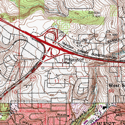 Topographic Map of Ridgewood View Park, OR