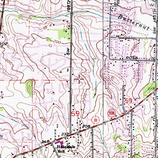 Topographic Map of Rosa Park, OR
