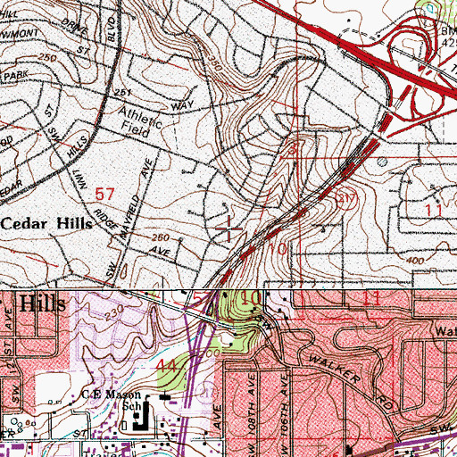 Topographic Map of Roxbury Park, OR