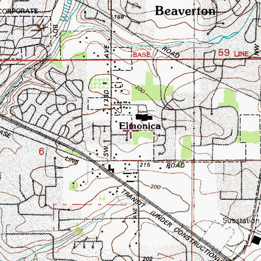 Topographic Map of Steele Park, OR