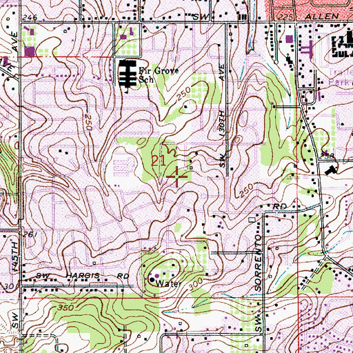 Topographic Map of Taliesen Park, OR