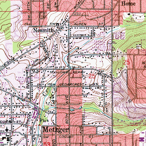 Topographic Map of Taylor's Creek Park, OR