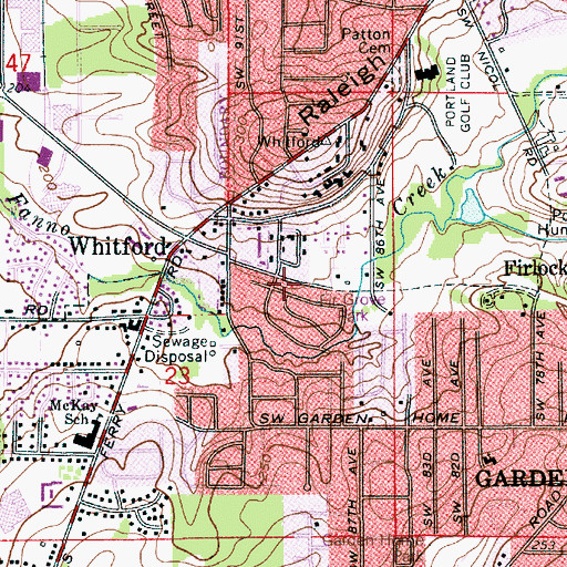 Topographic Map of Vista Brook Park, OR