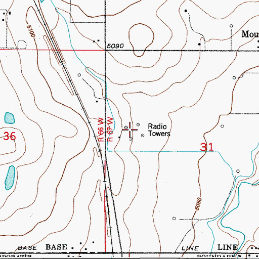 Topographic Map of KRZN-AM (Thornton), CO
