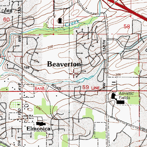Topographic Map of Waterhouse Park and Rose Garden, OR