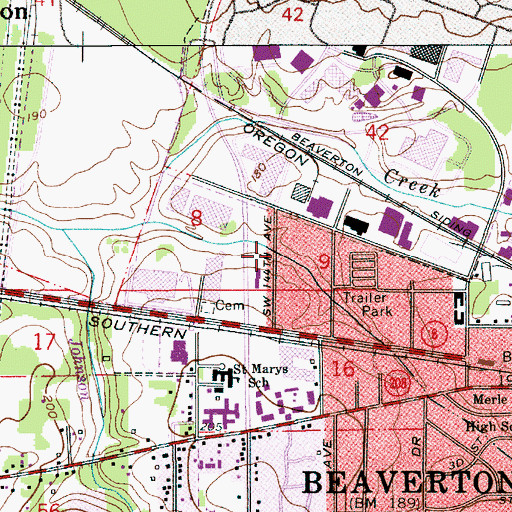 Topographic Map of Willow Park, OR