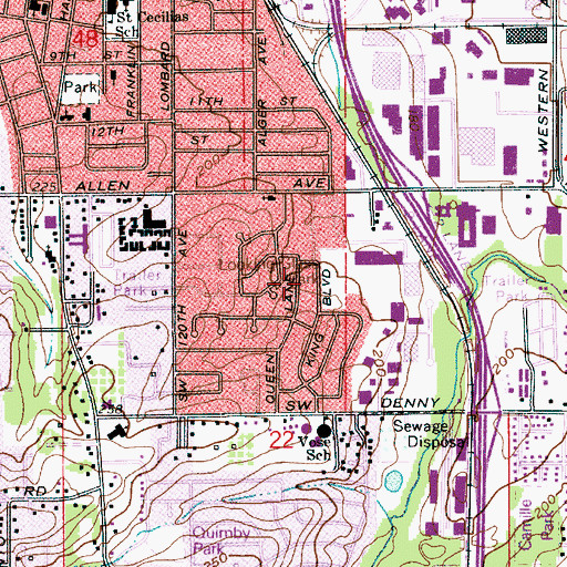 Topographic Map of Wonderland Park, OR