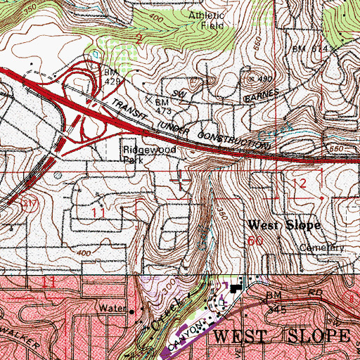 Topographic Map of Wooded Ravine Park, OR