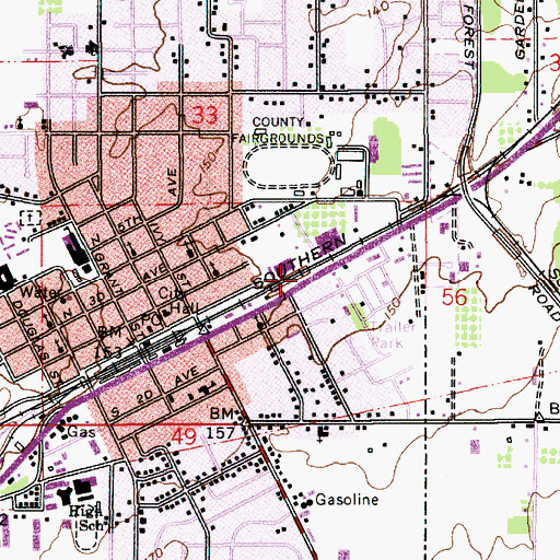 Topographic Map of Locust City Park, OR